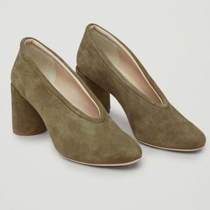 COS real suede block heel shoes.